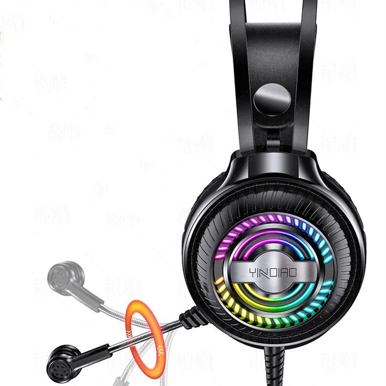 Wired PC headset with microphone, 50mm driver, 3.5mm straight plug, protein earmuffs, black colour on desk