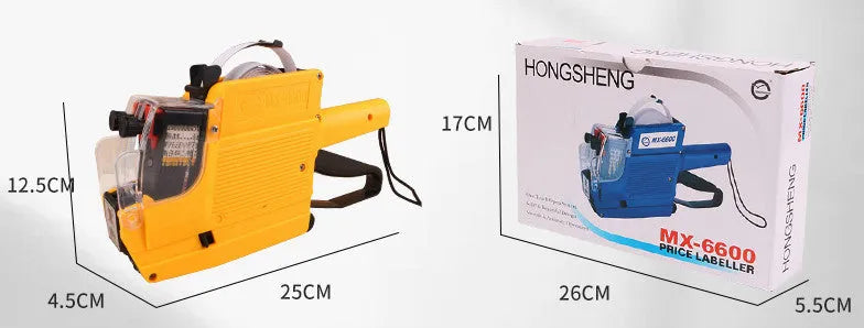 Manual price coding machine for supermarkets with bidirectional printing in blue, red, or yellow colours