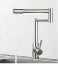 Silver stainless steel dual-handle mixer tap with 360-degree rotating spout