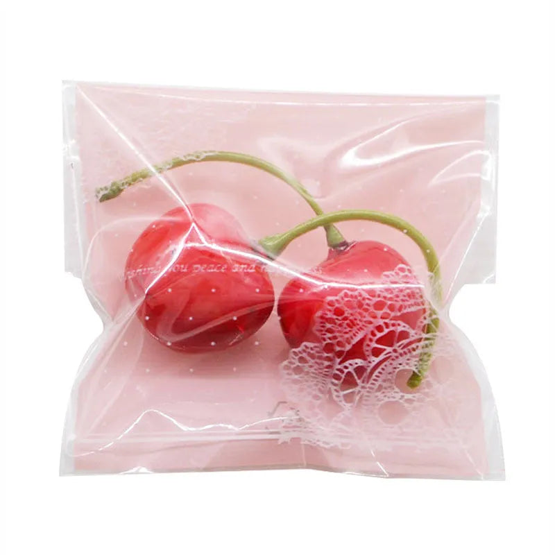 Pink self-adhesive plastic packaging bags for handmade soap with resealable strip