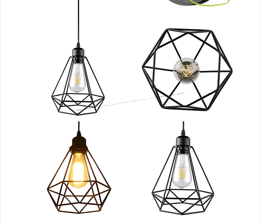 Black Nordic retro iron chandelier with retractable hanging mechanism