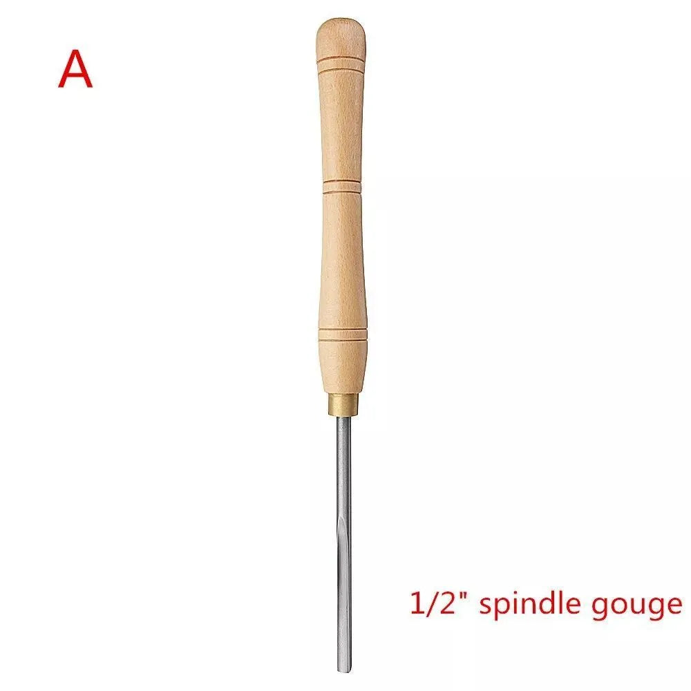 8-piece woodturning tool set in wooden storage box with chrome vanadium alloy steel construction