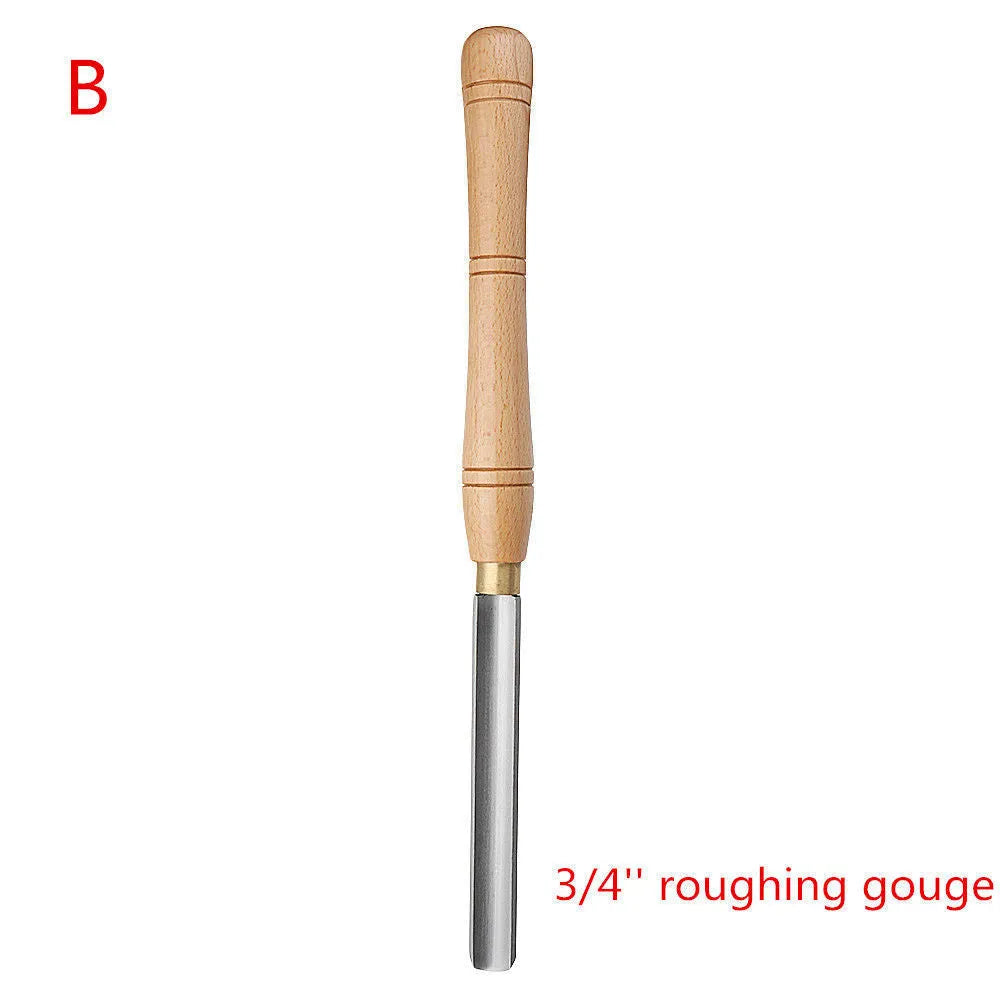 8-piece woodturning tool set in wooden storage box with chrome vanadium alloy steel construction