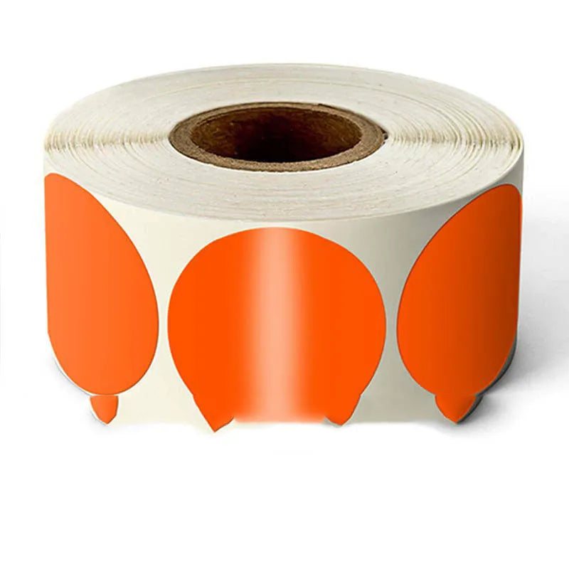 Colour marker sticker roll with round paper stickers in multiple colours including kraft, black, blue, red, yellow, white, purple, pink, and orange