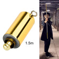 Metal telescopic magic wand in silver finish extended to full length on a dark background