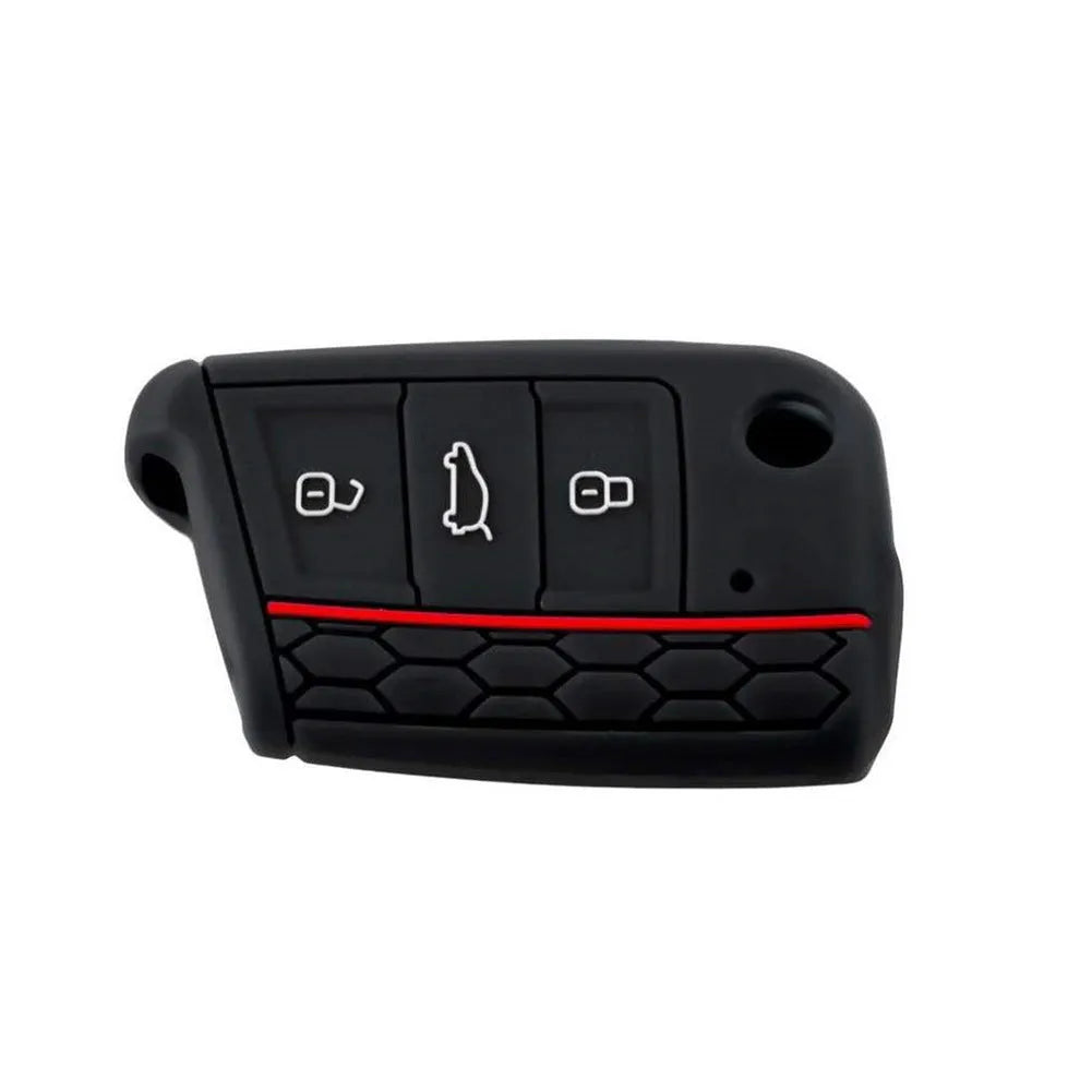 Silicone car key case for Volkswagen Series in half-pack sports version red edge black colour