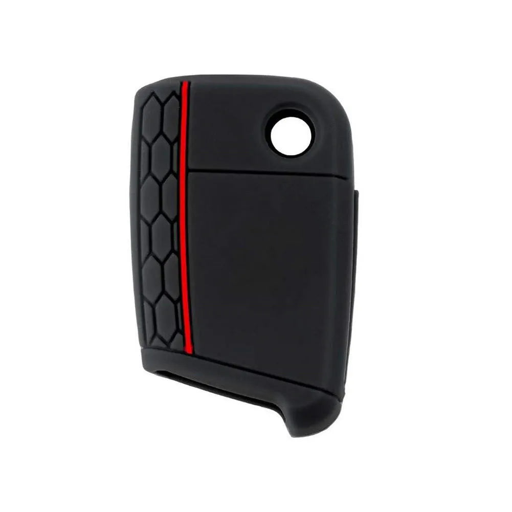Silicone car key case for Volkswagen Series in half-pack sports version red edge black colour
