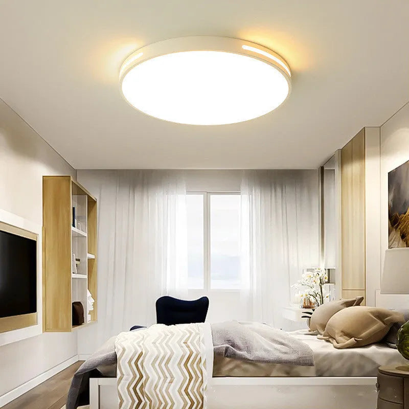 Ultra-thin round acrylic LED ceiling lamp with remote control in white finish