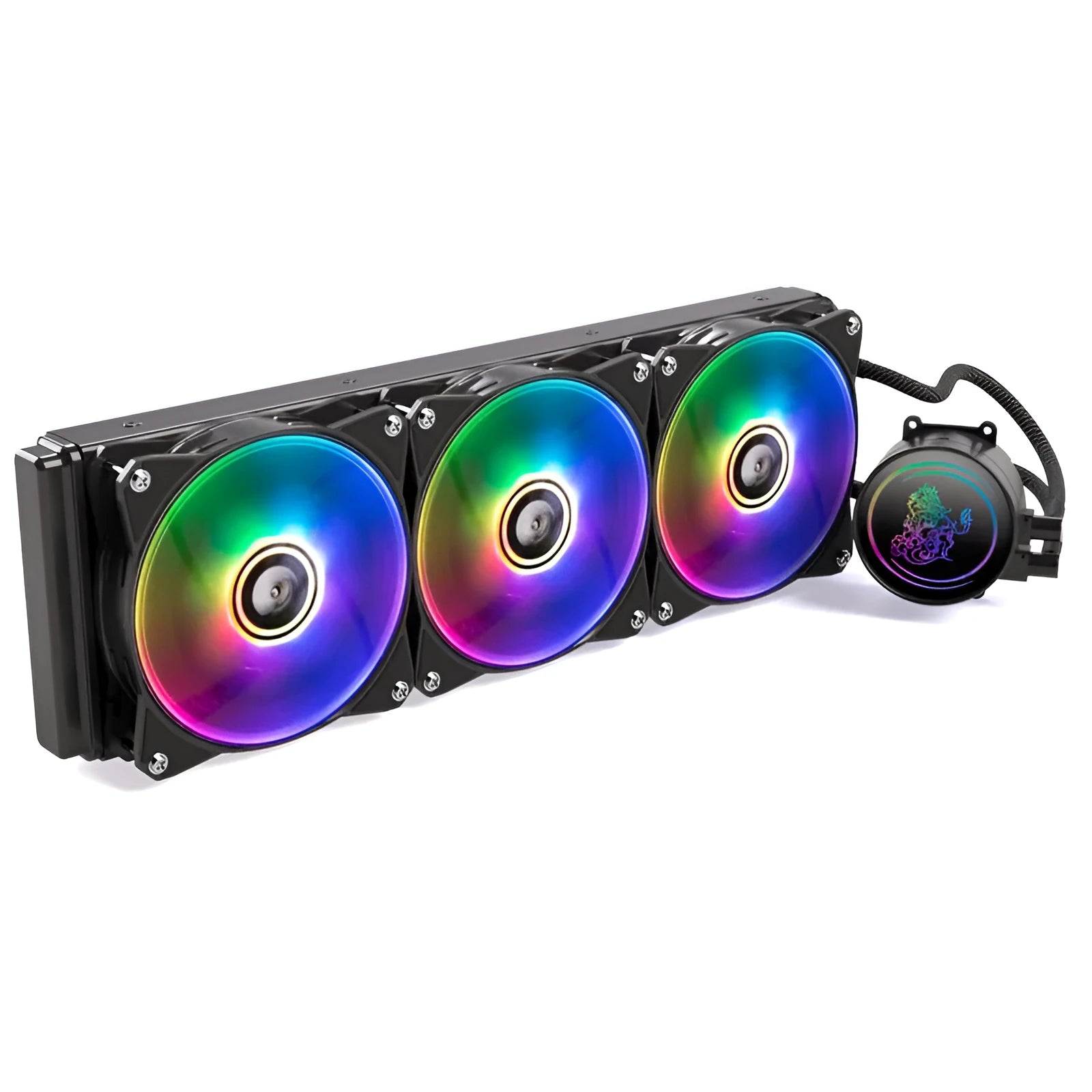 Kirin 240 CPU water cooling radiator with colourful ARGB lighting on 240mm copper-aluminum radiator
