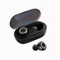 Black and red TWS Bluetooth wireless stereo earbuds showing earplug design.