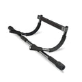 Black steel tension pull-up bar mounted in door frame for home fitness
