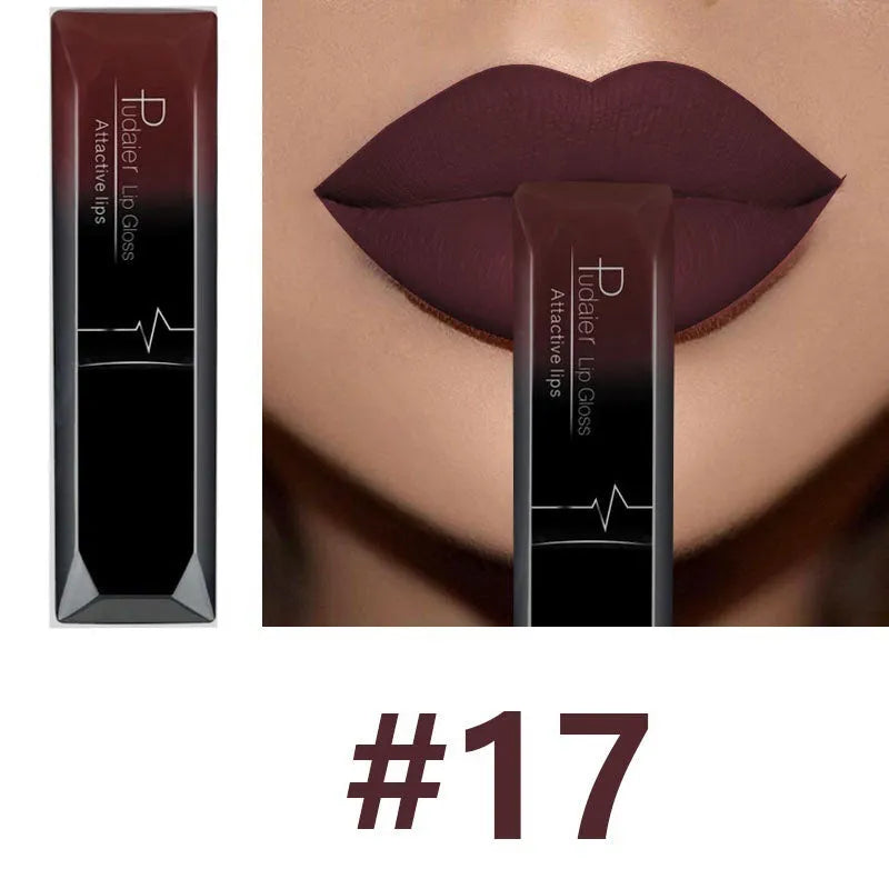 Matte lip gloss lipstick in 8ml tube with 21 colour options, long-lasting waterproof finish
