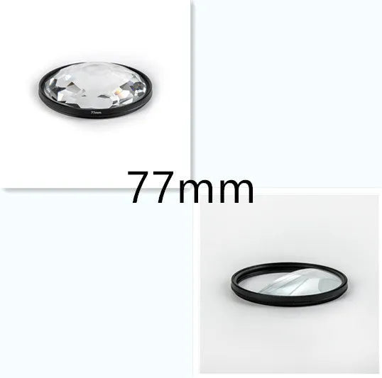 77mm rotatable half moon mirror split focus filter for SLR cameras with cleaning cloth and storage bag