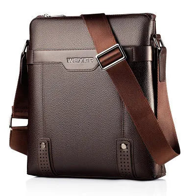 Men's medium shoulder bag in PU leather with square design and zipper opening