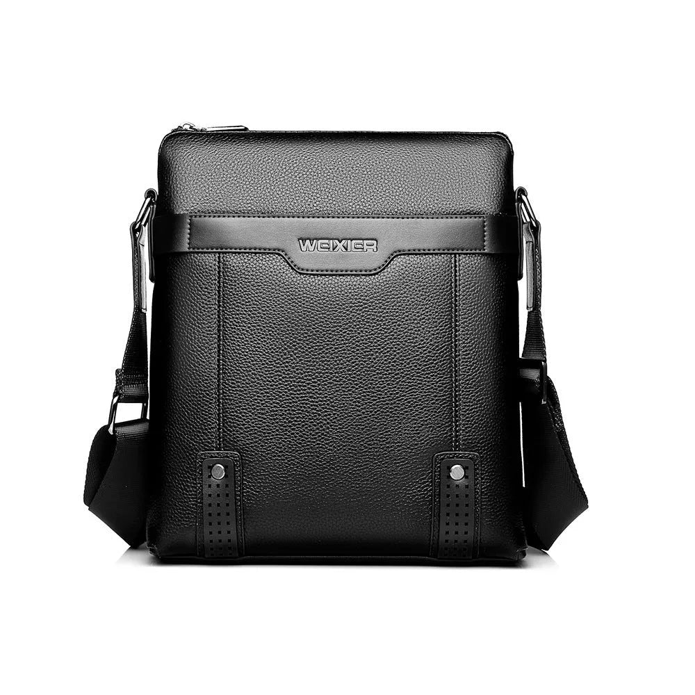 Men's medium shoulder bag in PU leather with square design and zipper opening