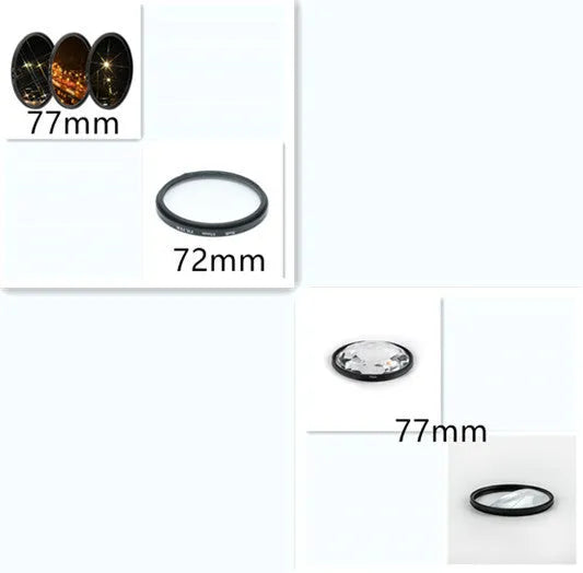 77mm rotatable half moon mirror split focus filter for SLR cameras with cleaning cloth and storage bag