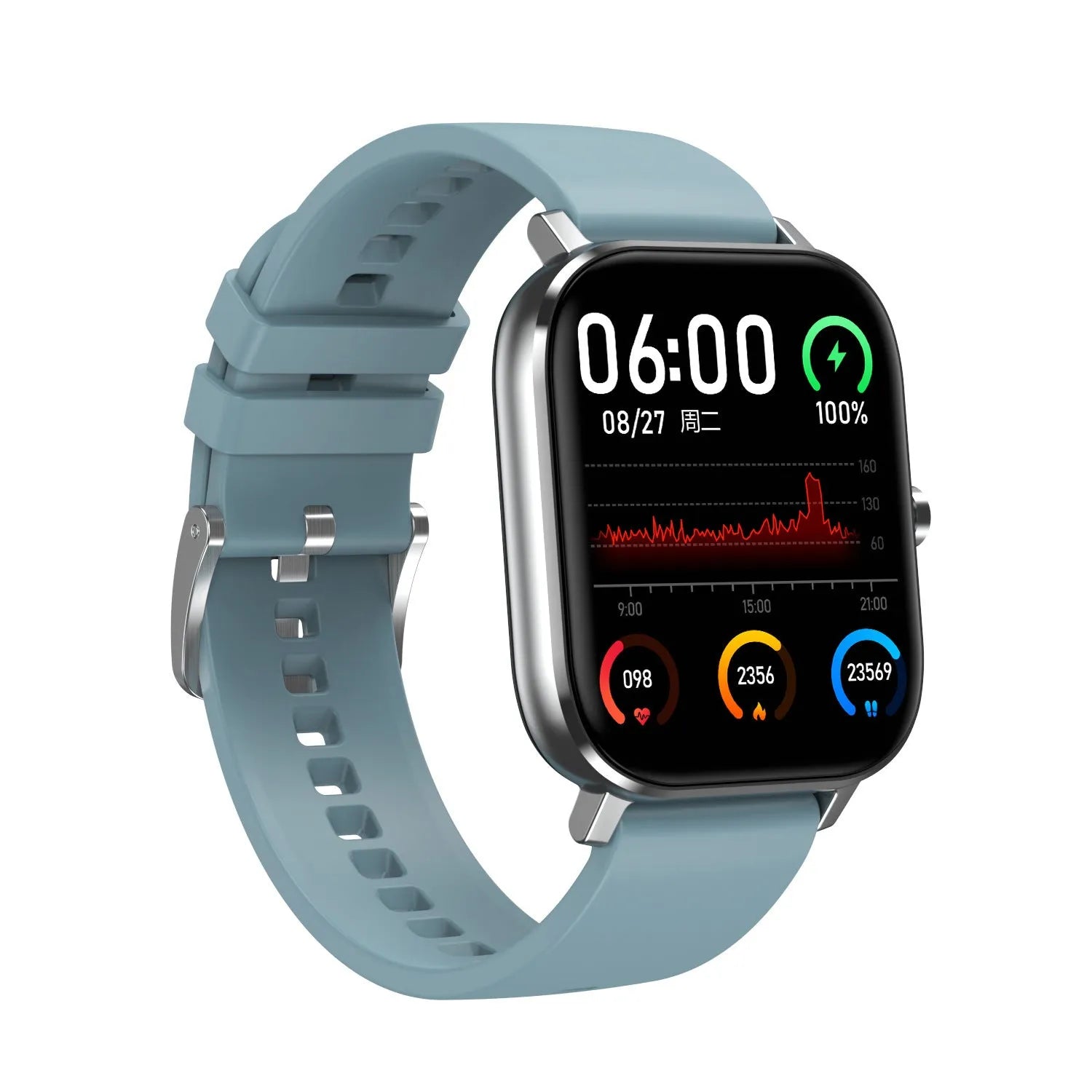 Smart bracelet with 1.54-inch screen displaying health metrics including ECG and blood pressure readings