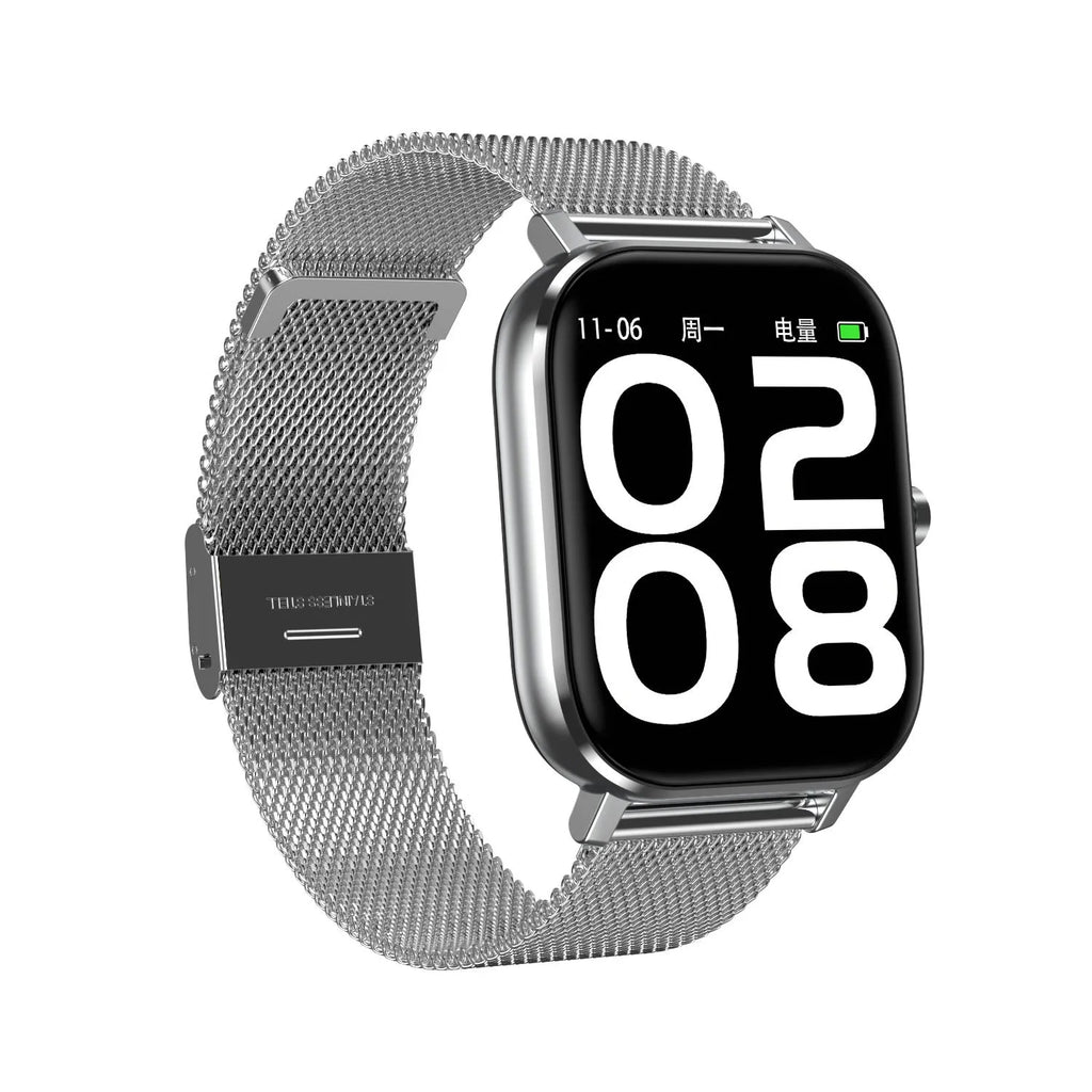 Smart bracelet with 1.54-inch screen displaying health metrics including ECG and blood pressure readings