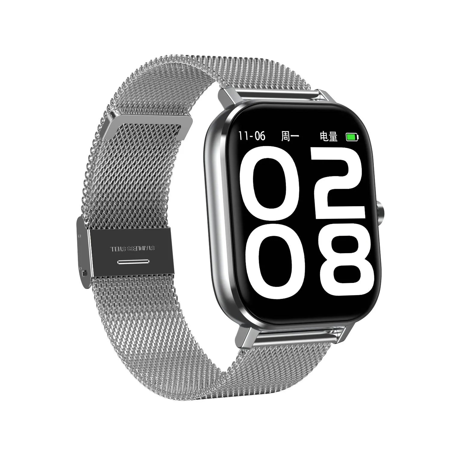 Smart bracelet with 1.54-inch screen displaying health metrics including ECG and blood pressure readings