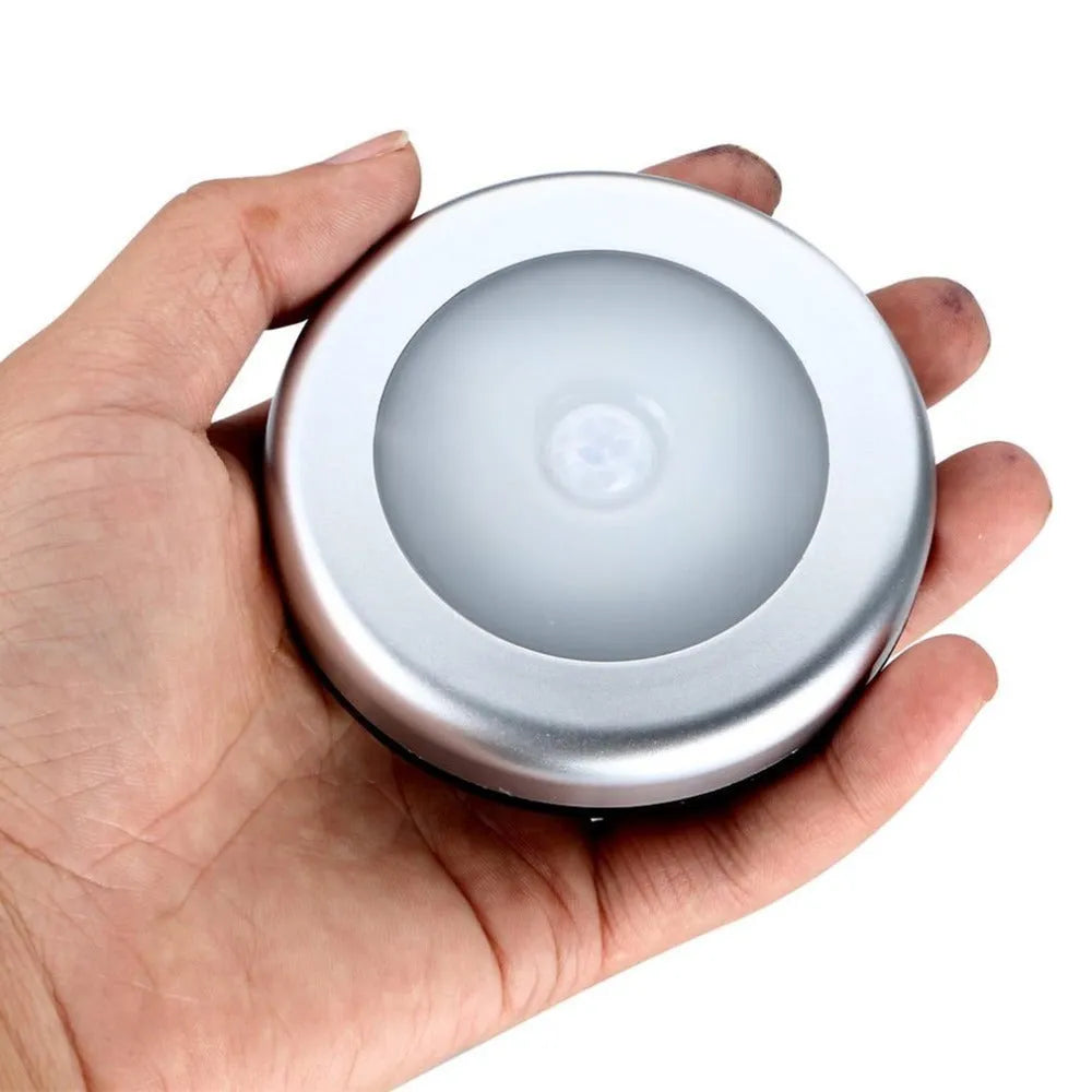 Silver square wireless motion sensor LED night light