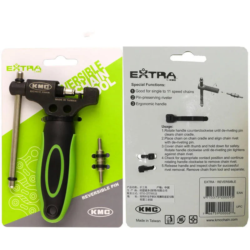 Green steel bicycle chain cutter with double shaft device and a separate chain driver tool