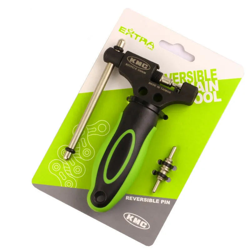 Green steel bicycle chain cutter with double shaft device and a separate chain driver tool