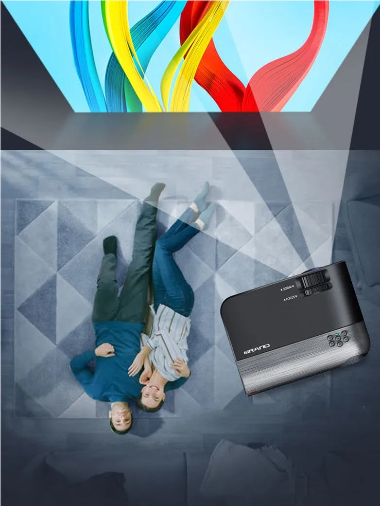 Portable Android WiFi projector unit with lens for wireless same-screen projection and AI voice control