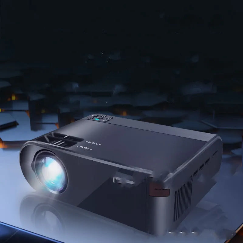 Portable Android WiFi projector unit with lens for wireless same-screen projection and AI voice control