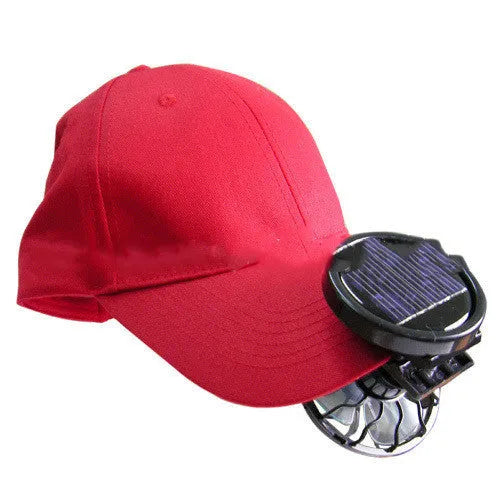Black solar-powered clip-on cooling fan with portable design for outdoor use