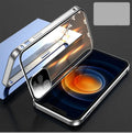 Aluminium metal frame tempered glass back bumper case for Apple iPhone with camera lens cover
