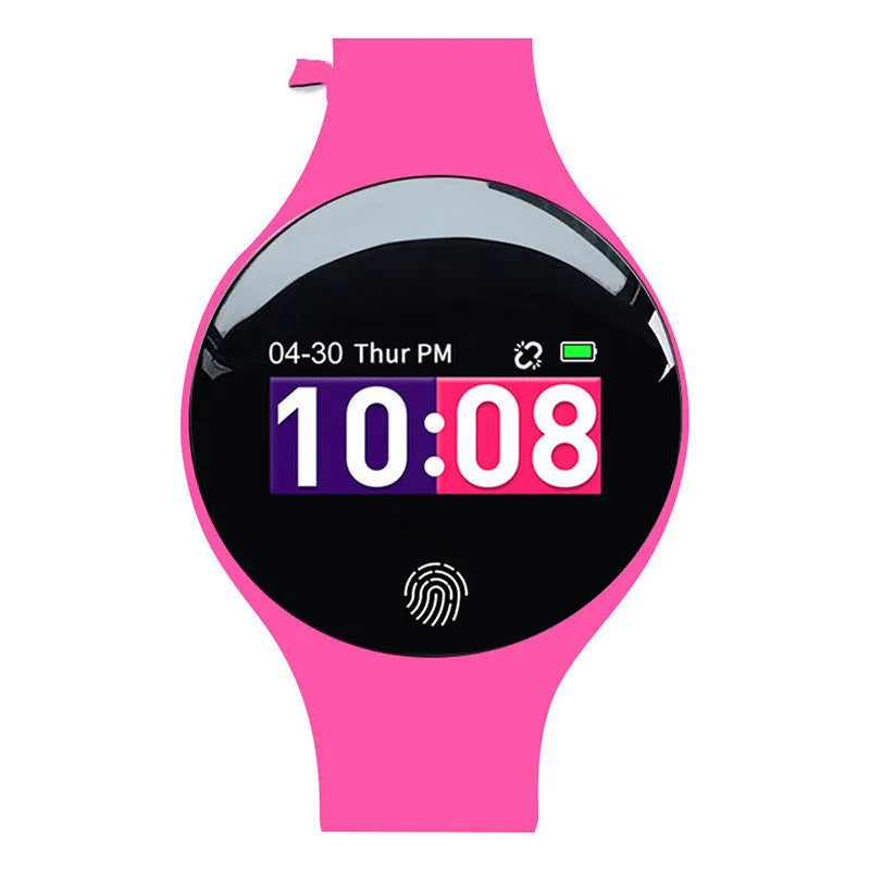 Bluetooth smart watch with 37mm diameter face in black, blue, orange, green, or rose red colours