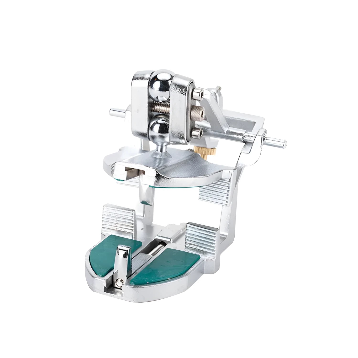 Metal Korean dental articulator with adjustable components for mounting casts.