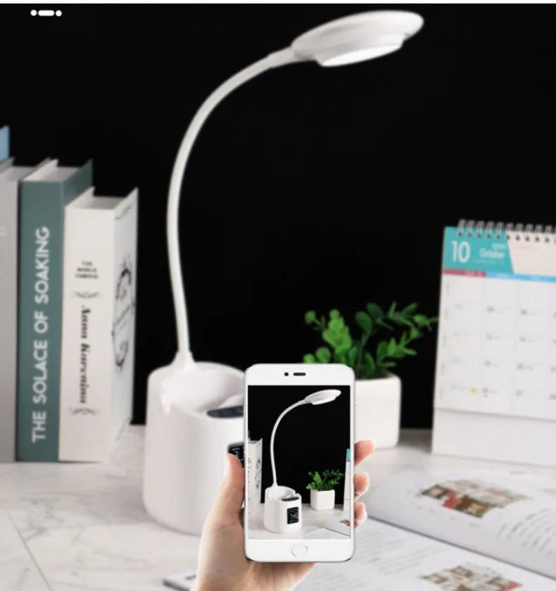 White USB powered desk lamp with touch switch for study eye protection