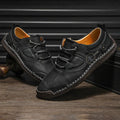 Men's microfiber casual shoes in black, gold, or khaki with round toe