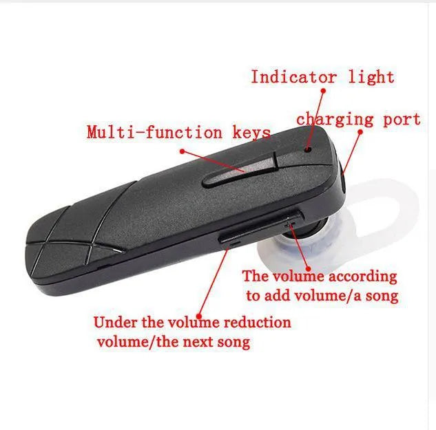 Mini black and white Bluetooth wireless earphone headset with earplug design