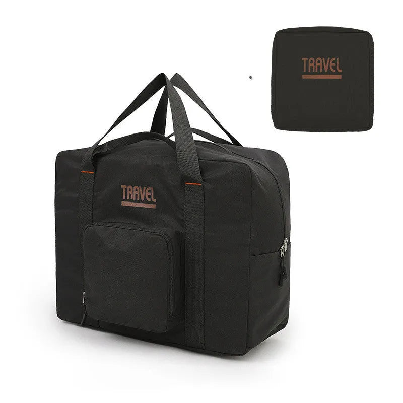 Sealable cube-shaped travel storage organiser bag in black 300D Oxford cloth