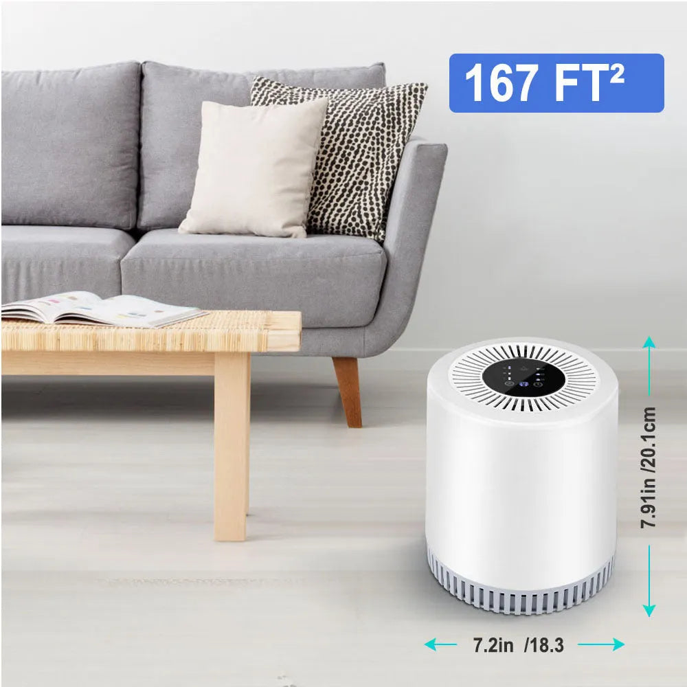 White indoor household air purifier unit for rooms up to 20 square metres.