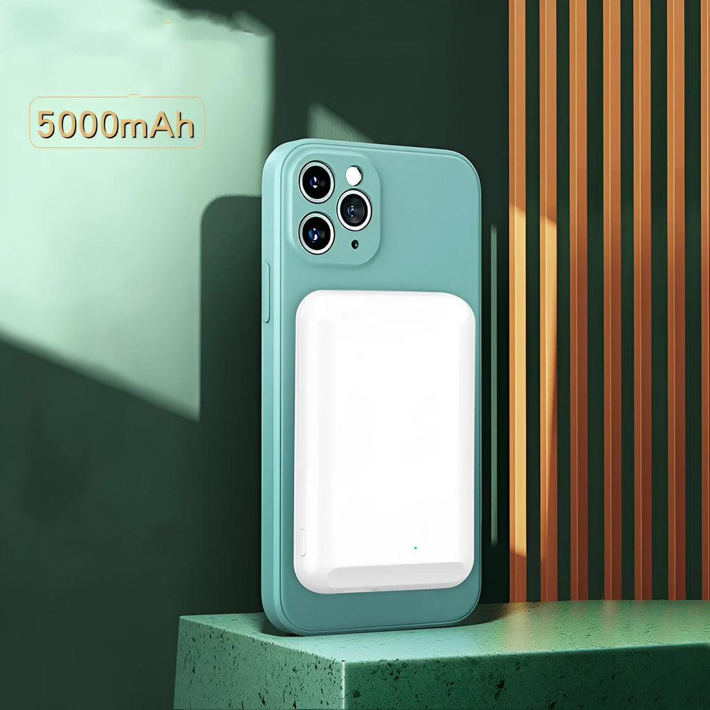 Magnetic wireless power bank in five colours with 5000mAh capacity and polymer lithium-ion cell