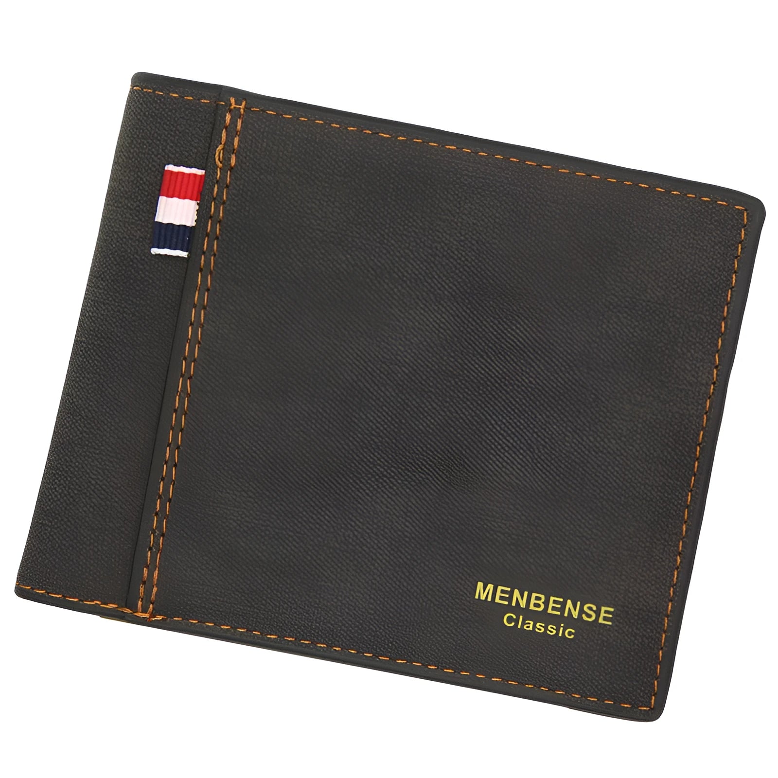 Men's short tri-fold wallet in black, navy blue, dark brown or light brown colour with large capacity design