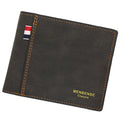 Men's short tri-fold wallet in black, navy blue, dark brown or light brown colour with large capacity design
