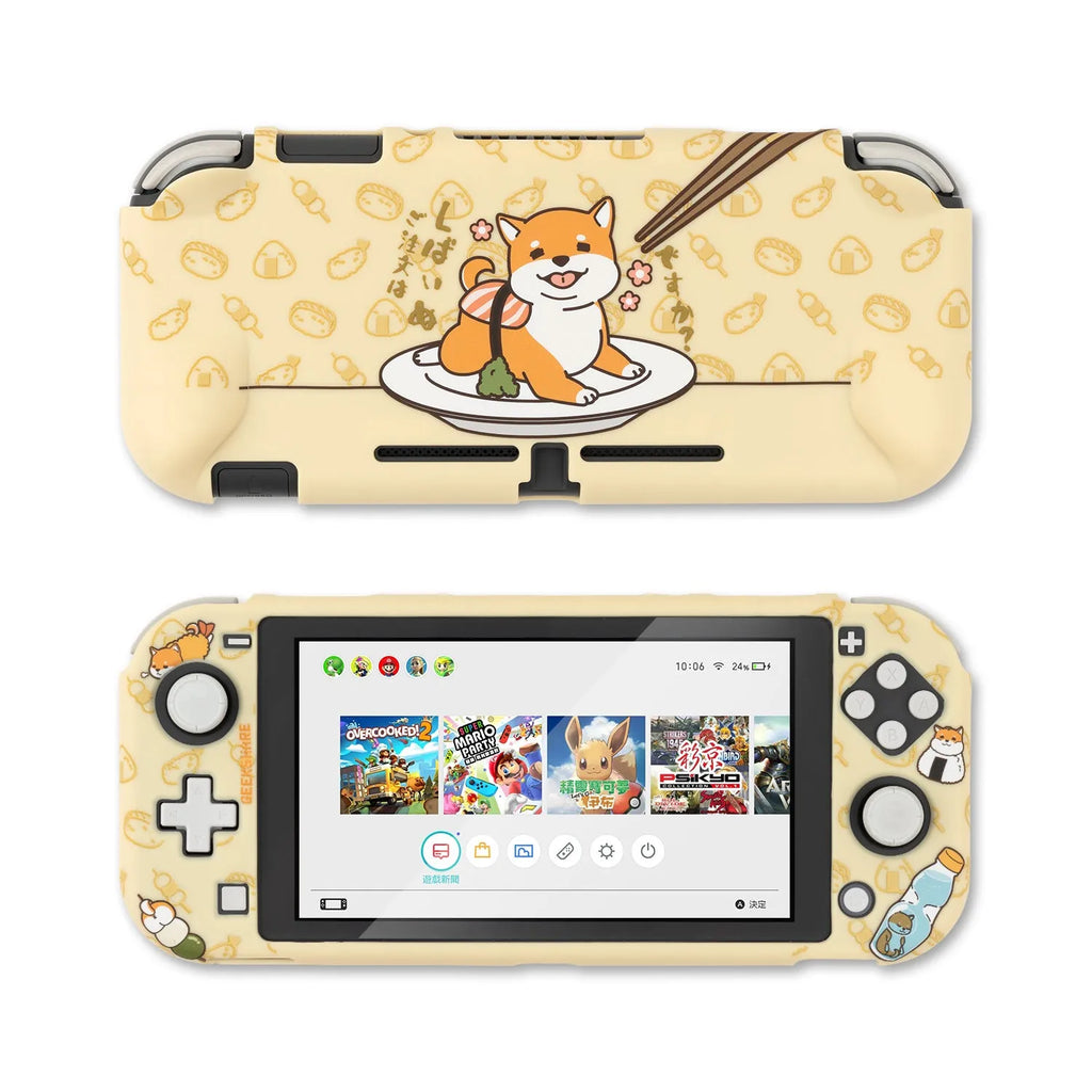 Nintendo Switch protective shell case with PC hard cover and silicone back grip for controller protection