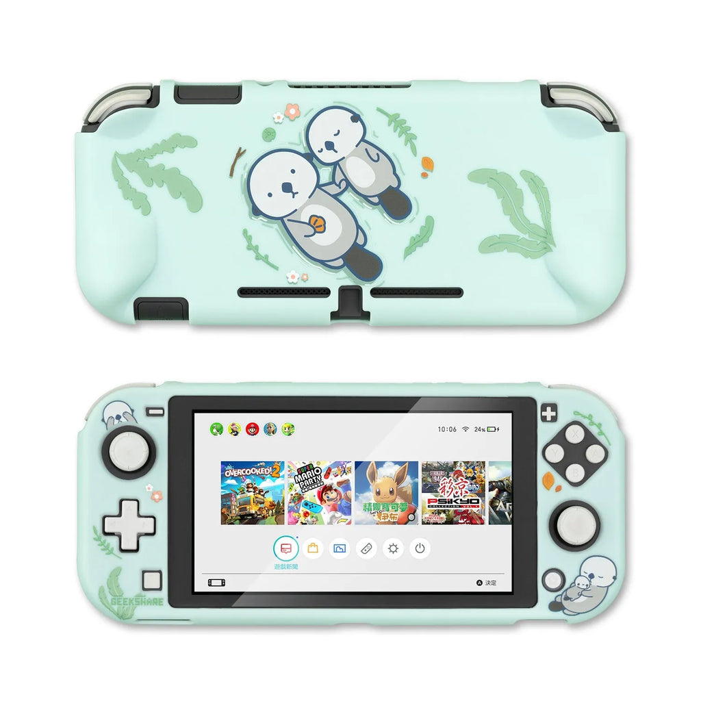 Nintendo Switch protective shell case with PC hard cover and silicone back grip for controller protection