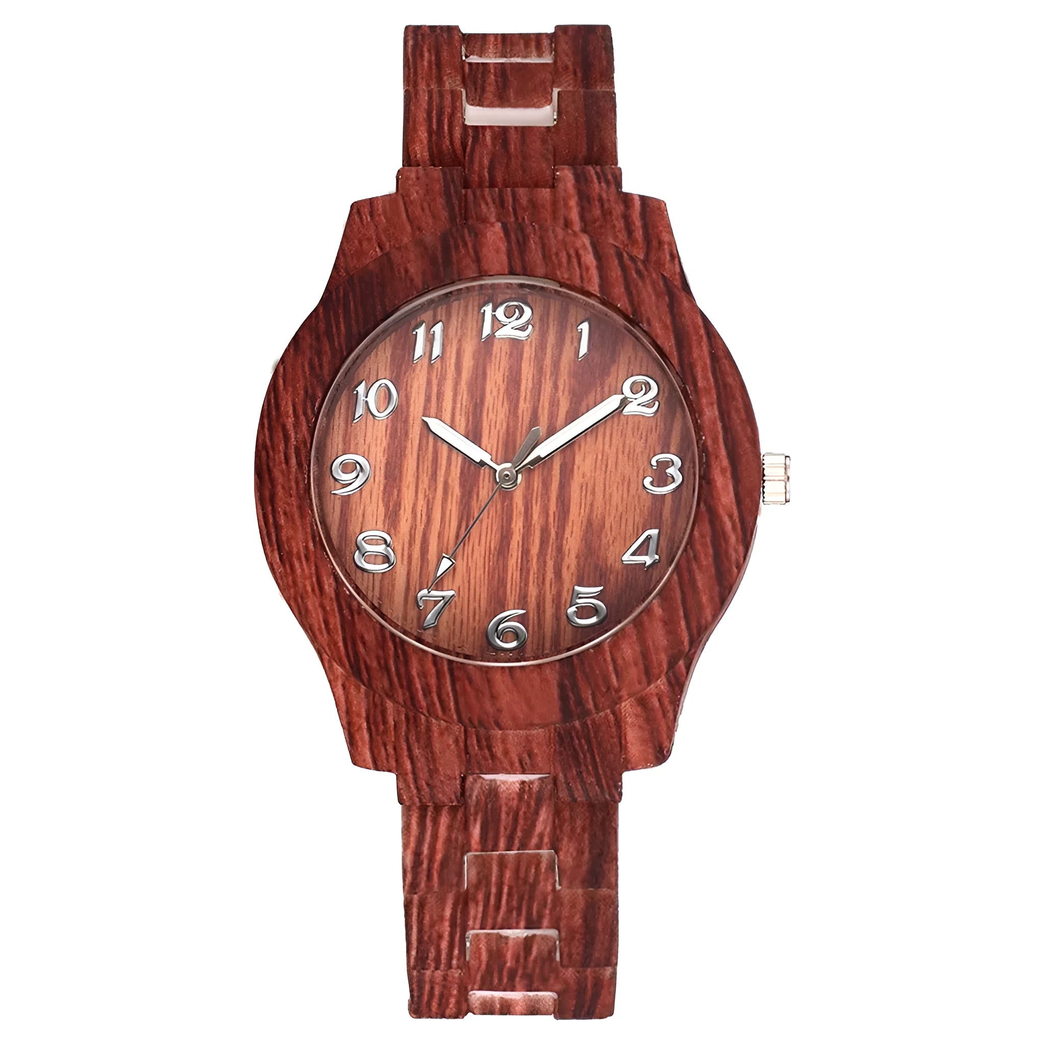 Wood grain retro couple quartz watch with silicone strap and 39mm case