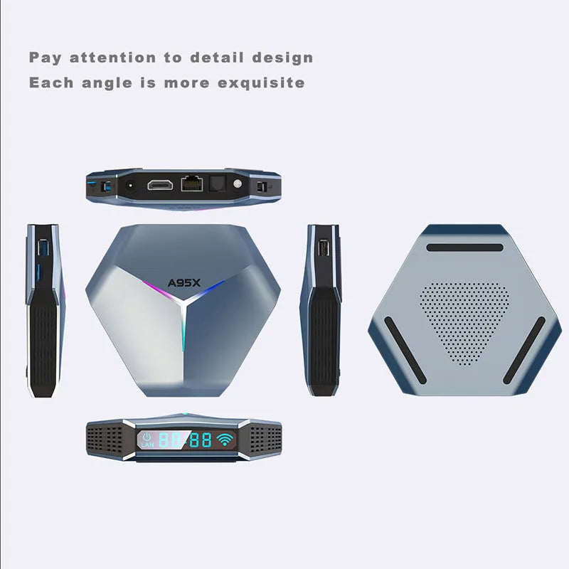 Android TV set-top box with remote control and HDMI cable for 8K media playback
