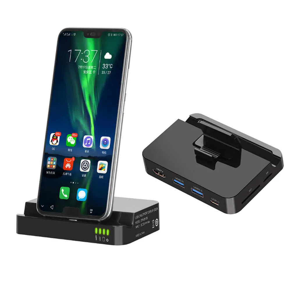 Black mobile phone to HDMI converter dock for smartphone video output