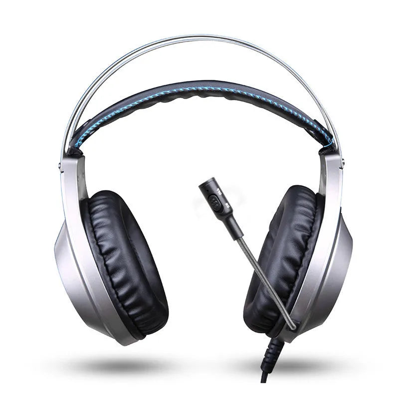 Black USB wired computer gaming headset with microphone and over-ear design