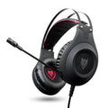 Black USB wired computer gaming headset with microphone and over-ear design