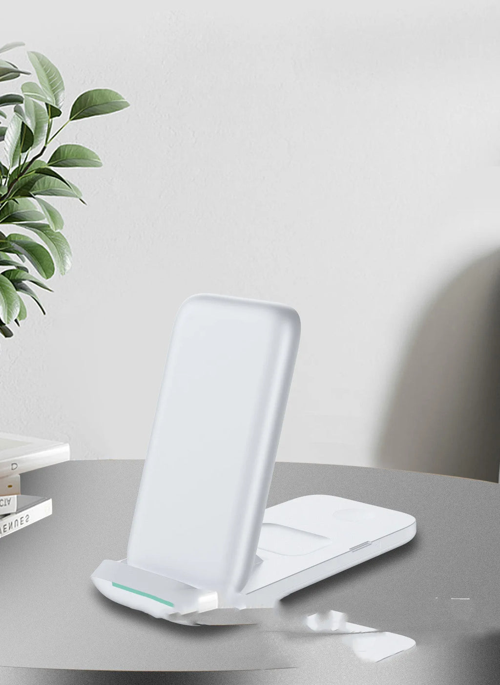 Three-in-one foldable wireless charger with indication function, Type-C input, black and white colour options