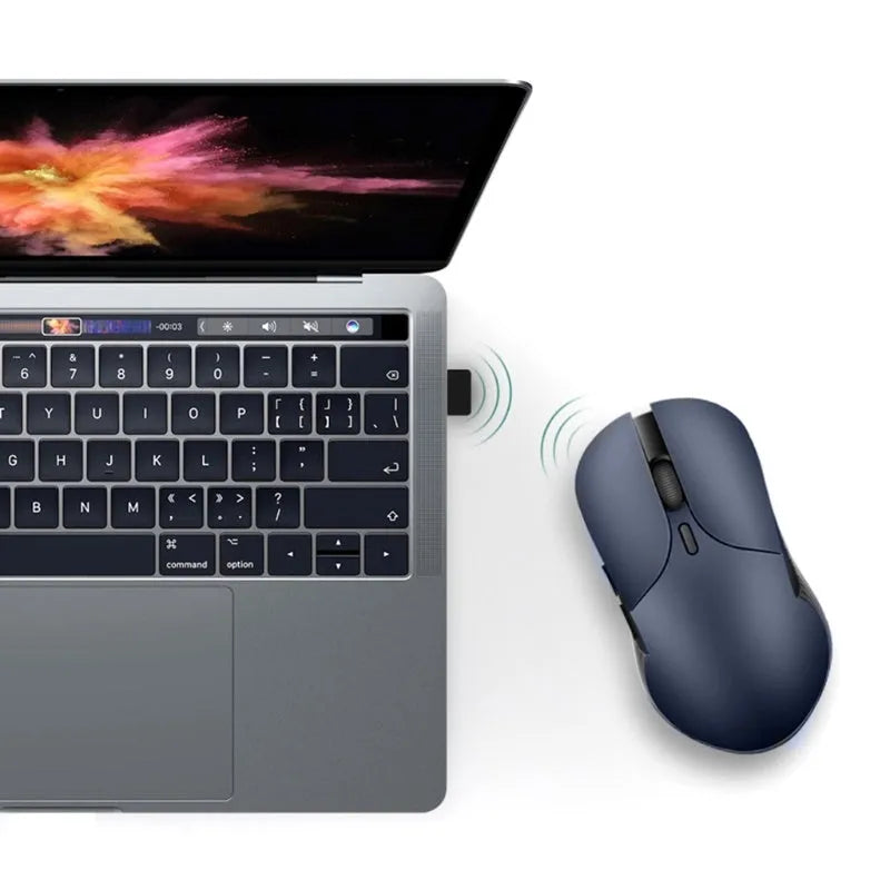 Blue smart voice wireless mouse with translation functionality, 2.4G connectivity, and voice control buttons