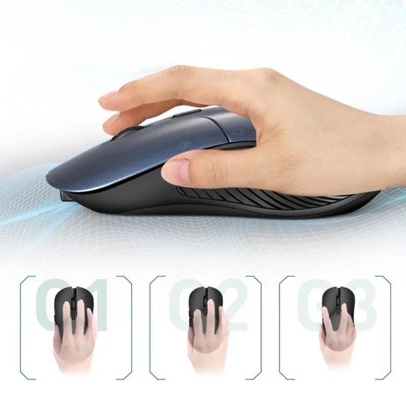 Blue smart voice wireless mouse with translation functionality, 2.4G connectivity, and voice control buttons